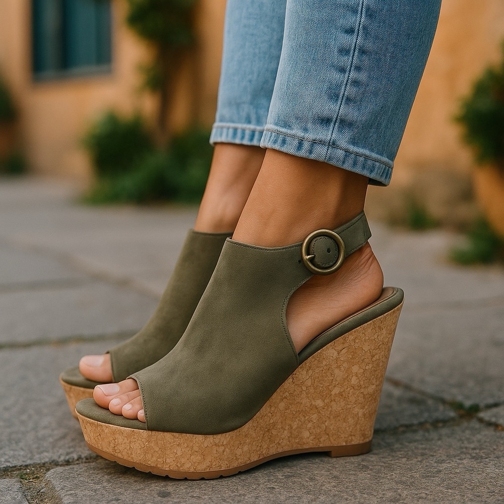 Summer Corkscrew wedges brand new never worn.
